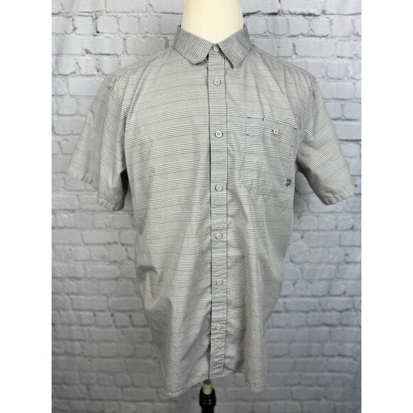Mountain Hard Wear Men Large Short Sleeve Button Up Shirt Gray Cotton Polyester - Picture 7 of 10